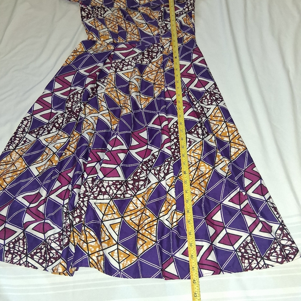 NIARA New Woman Size 12/36 Elegant High-Low Geometric Dress in Purple and Gold - Picture 16 of 17